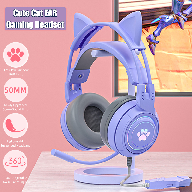 Gaming Accessories Kids - Auriculares con orejas de gato para